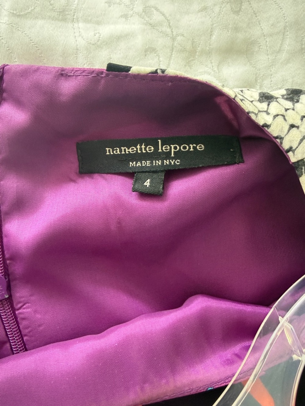 Nanette Lepore Purple Multi-Print Short Sleeve Mini Dress - Picture 3 of 4